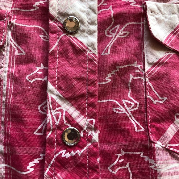 Rodeo Girl By Lin Western Style Pink/White Plaid Shirt Girls Size M Embroidered - Picture 10 of 16